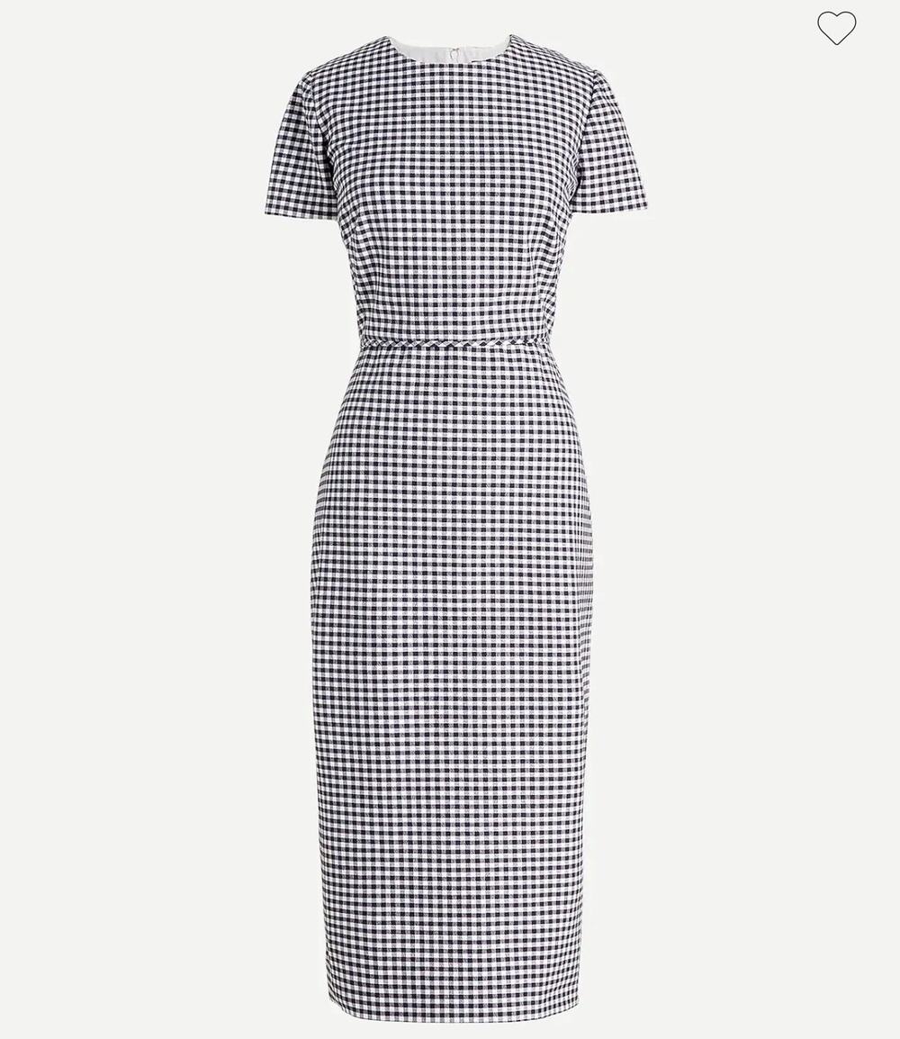 J.Crew Sheath Dress Plus Size 18 Blue White Gingham Short Sleeve Knee Length